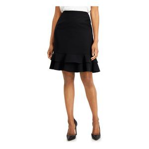 KASPER Womens Black Zippered Lined Flouncy Knee Length Wear To Work Skirt 16